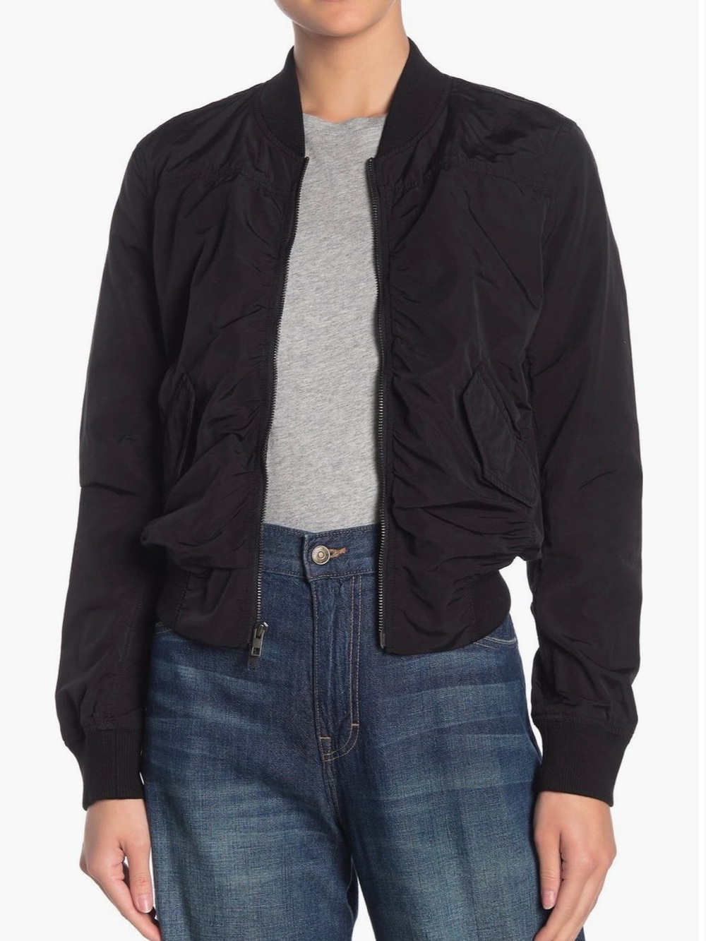 Vince navy Cropped Bomber Jacket